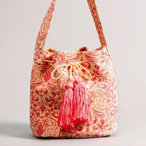 Fashion Bohemia Style Pattern Crossbody Bag, Portable Fashion Drawstring Bucket
